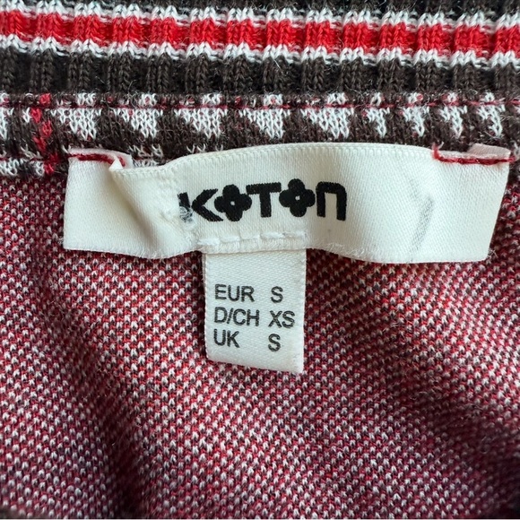Koton Women's Plaid Crew Neck Sweater - Black, Red, and White 3/4 Sleeves Size S - Picture 3 of 11